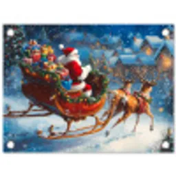 Kerstman - Rendier - Kerst - Sneeuw tuinposter los doek klein -3d