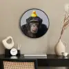 Chimpansee - Badeend - Grijs Fotolijst rond zonder passe partout klein -sfeer1