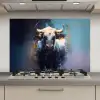 Stier - Zwart - Abstract - Horens keuken achterwand spatscherm klein -3d_website