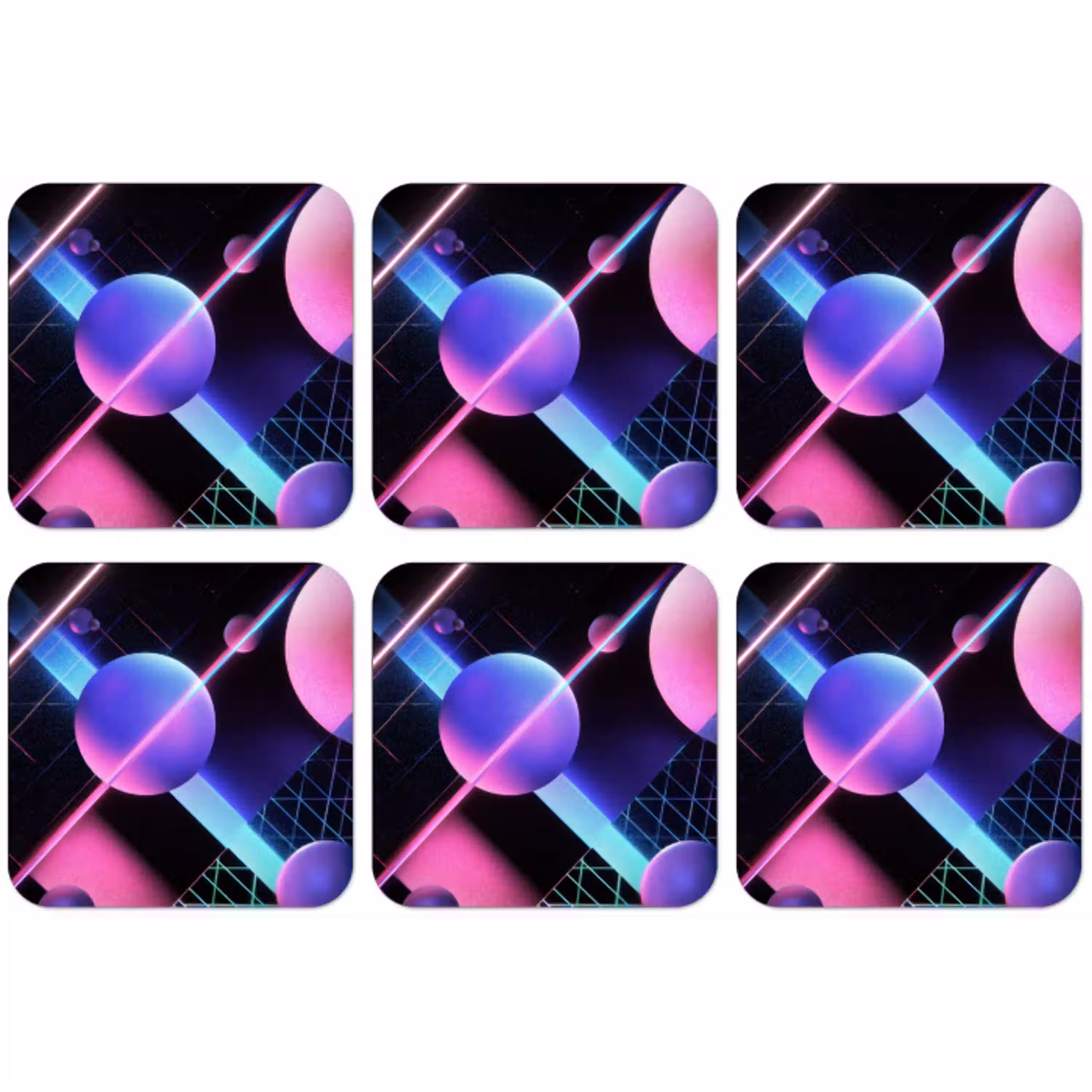 Bollen - Neon - Lijnen - Roze onderzetter kurk middel -zkaufland3dotto