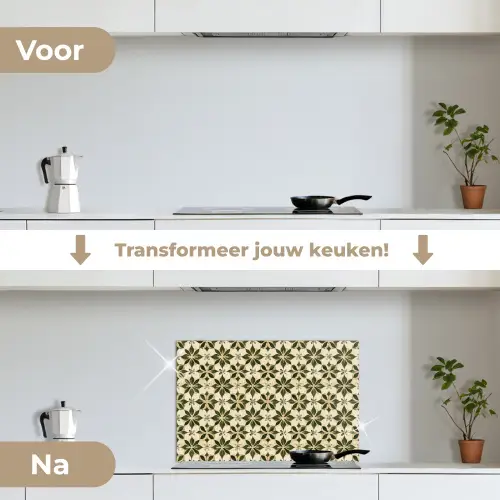 Tegel - Dessin - Groen keuken achterwand spatscherm klein 900 -voor_na_NL