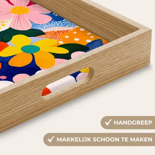 Bloemen - Kleurrijk - Stippen Dienblad Rechthoek middel -USP_HandgreepNL
