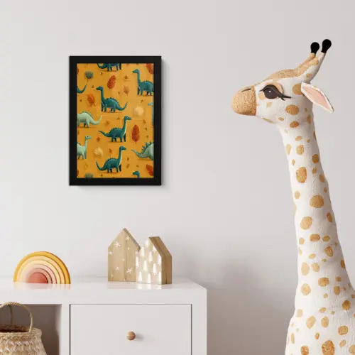 Dinosaurussen - Stekels - Herfstbladeren - Bruin fotolijst zwart zonder passe partout klein -usfeer4_kinderkamer