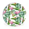 Inductie beschermer - Flamingo - Bladeren - Afdekplaat voor kookplaat - Tropisch Wandcirkel aluminium klein -3d