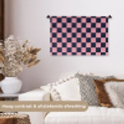 Traditioneel - Patroon - Blauw - Roze Wandkleed katoen klein 269 -sfeer1