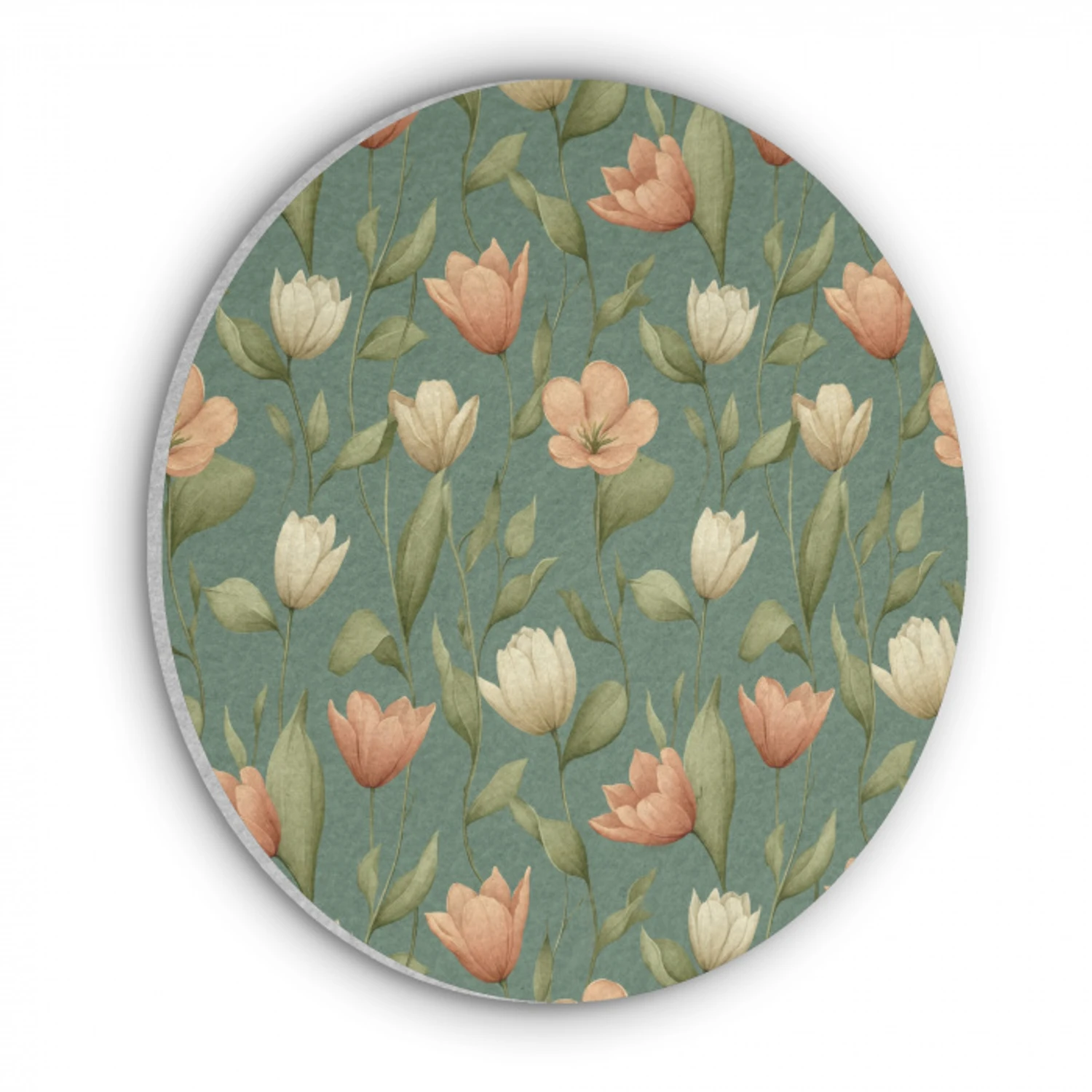 Tulpen - Botanisch - Groen Akoestische PET Vilt - Rond klein 838 -3d