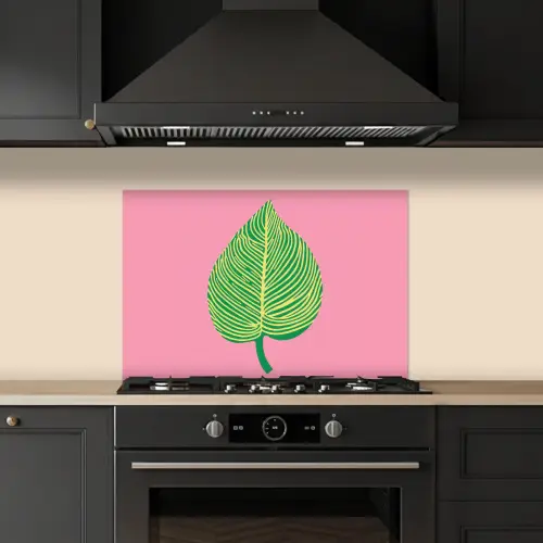 Illustratie - Blad - Minimalistisch - Groen keuken achterwand spatscherm klein -sfeer1