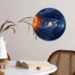 Ruimte - Zonnestelsel - Blauw Wandcirkel kunststof plaat 5mm dik klein -sfeer4