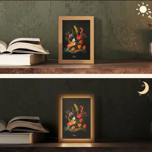Schaal - Boeket - Bloemen Light Box met kabel (Tafellamp) klein -sfeer3