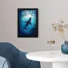 Walvis - Vissen - Donkerblauw fotolijst zwart zonder passe partout klein -sfeer4
