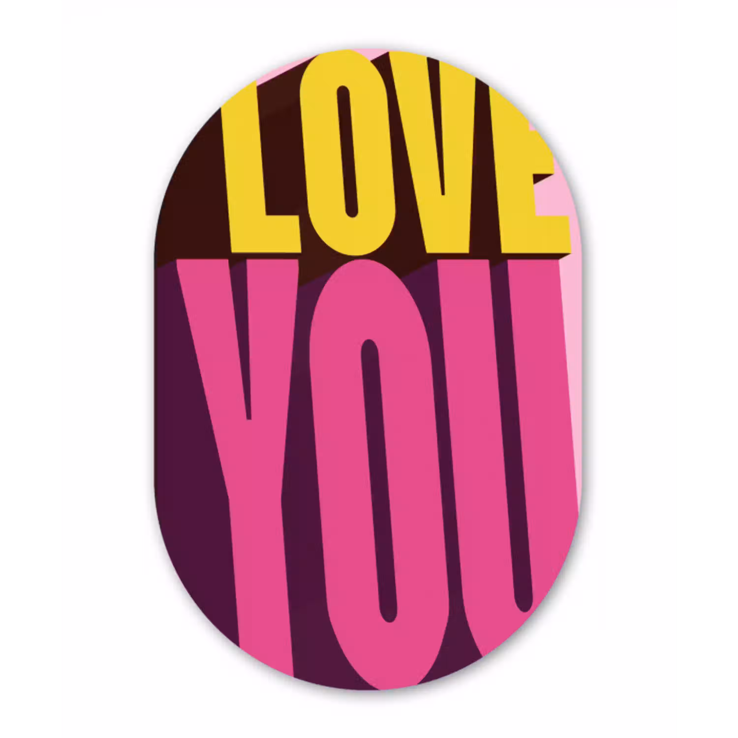 Love - Tekst - Roze - Valentijn Wandcirkel Ovaal Glas middel -3d