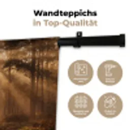 Hert - Bos - Mistig - Natuur - Goud Wandkleed katoen klein -tsfeer2_DE