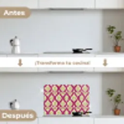Retro - Floraal - Paars keuken achterwand spatscherm klein 900 -voor_na_ES