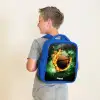 Basketbal in vlammen en explosieve energie Kinderrugzak - Blauw middel -sfeer2