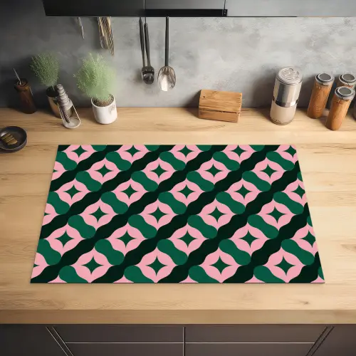 Groen - Roze - Retro - Sterren Inductie beschermer vinyl 3mm klein 276 -sfeer5