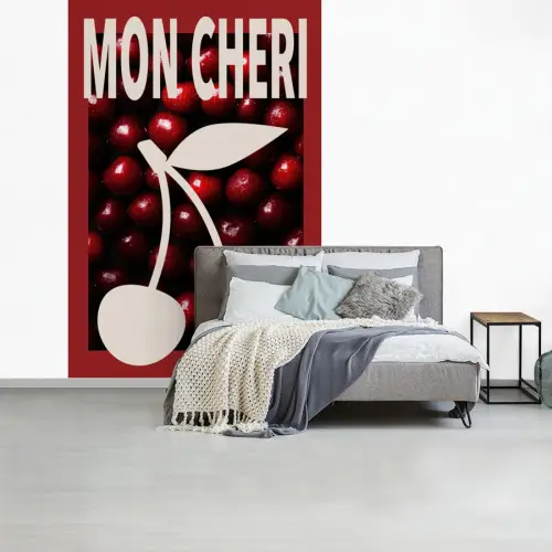 Kersen - Illustratie - Rood fotobehang vinyl groot -slaapkamer