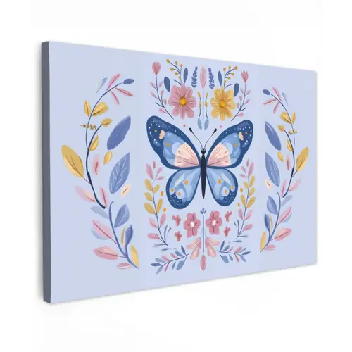 Vlinder - Lichtblauw - Sierlijk - Bloemen canvas 2cm klein -z3d