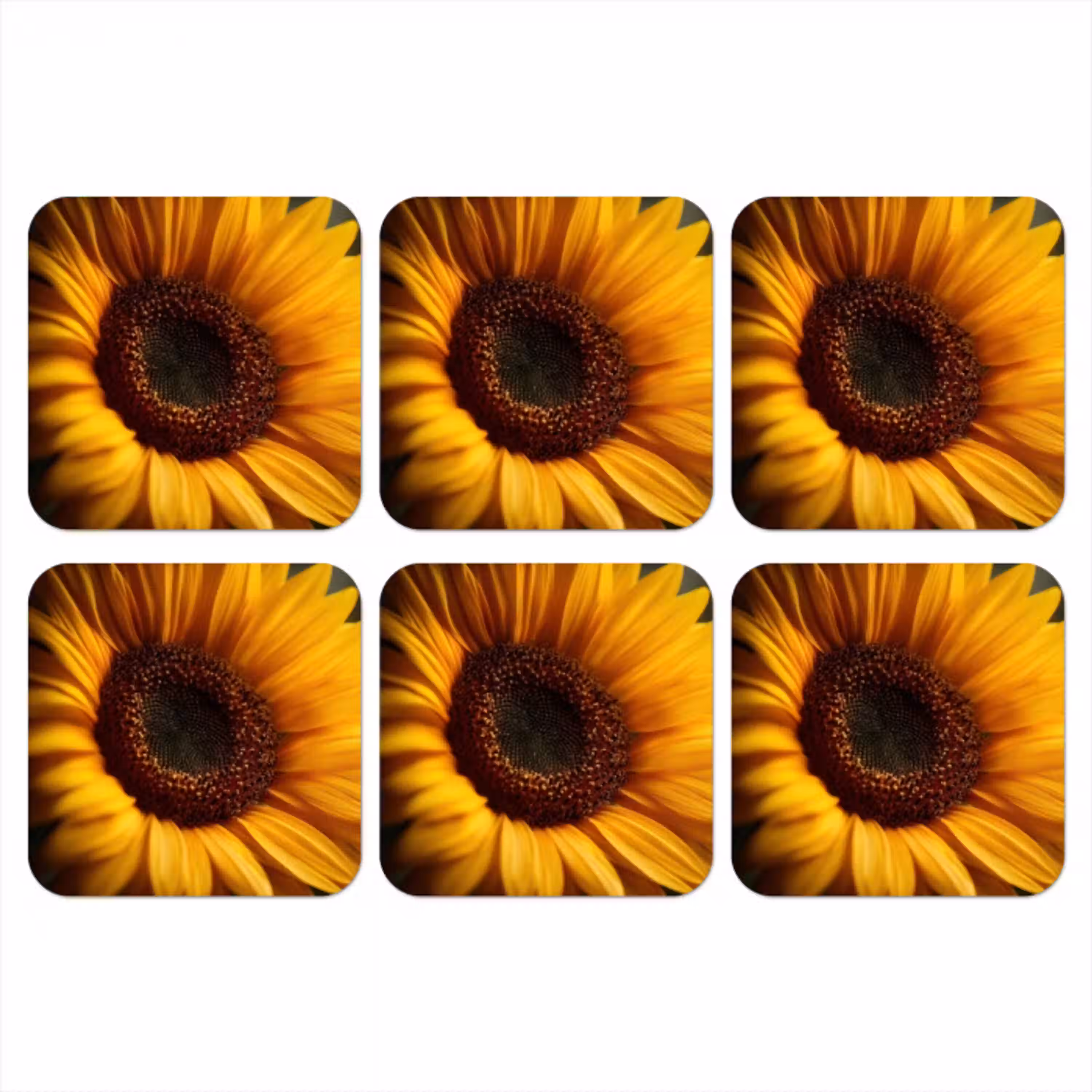 Geel - Zonnebloem - Zomers onderzetter kurk middel -3d