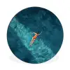 Vrouw - Water - Bikini - Oranje Wandcirkel aluminium klein -3d