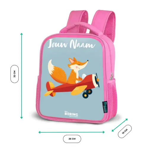 Vos - Vliegtuig -  Vliegen Kinderrugzak - Roze middel -productfoto_formaten