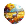 Schaap - Weide - Bloemen Wandcirkel Organisch Aluminium middel -3d