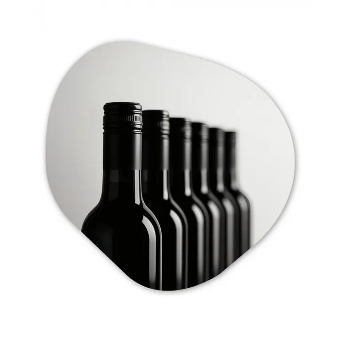 Wijnflessen - Zwart - Minimalistisch Wandcirkel Organisch Aluminium middel -3d