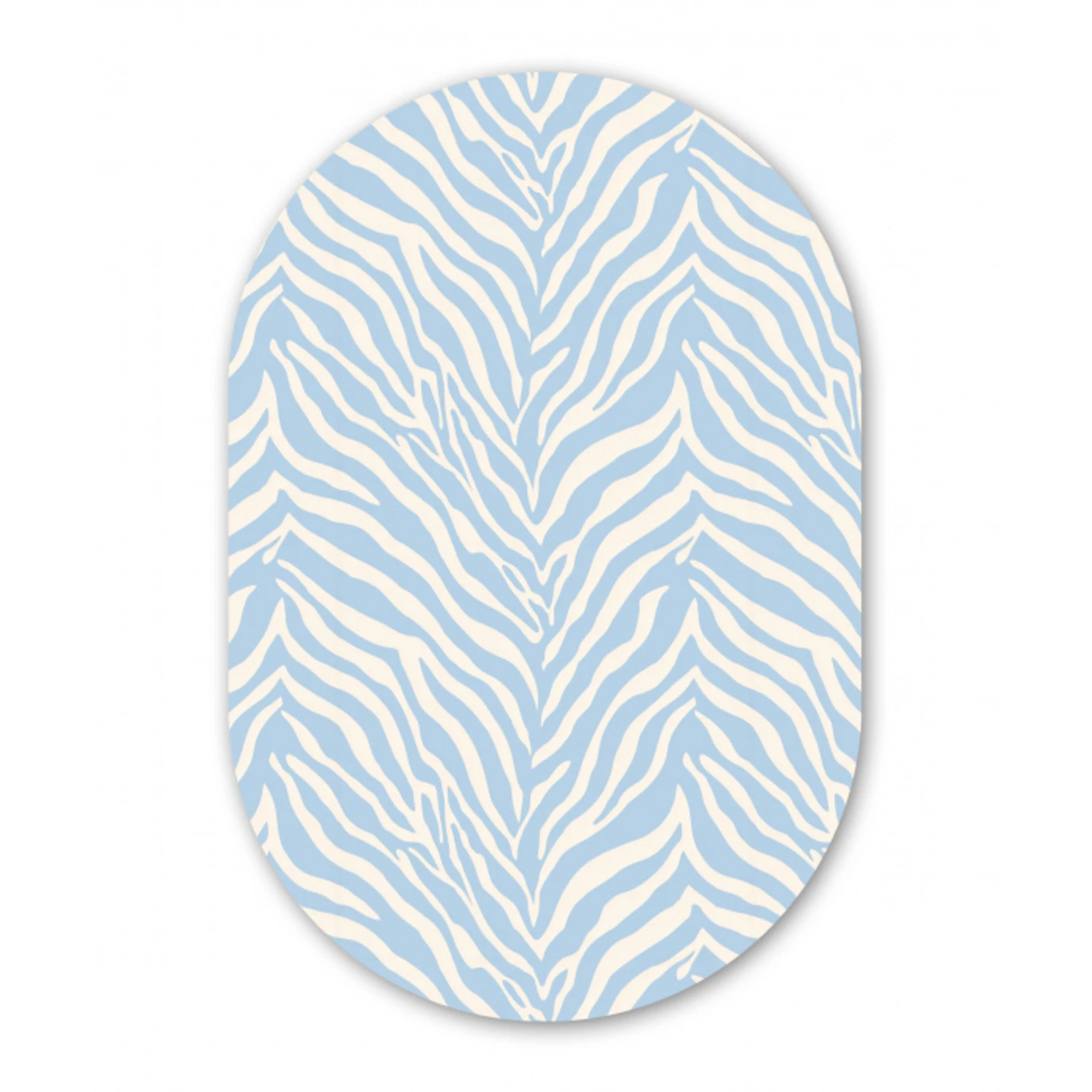 Zebra - Motief - Blauw - Wit Wandcirkel Ovaal Forex klein 630 -3d