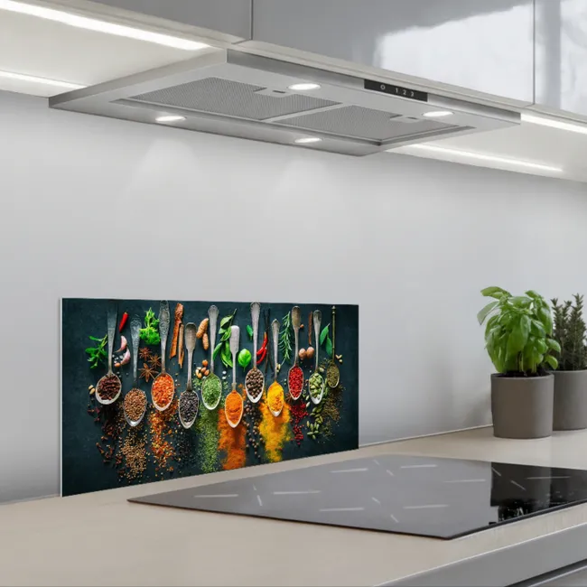 Kruiden - Specerijen - Lepels keuken achterwand spatscherm klein -3d_schuin