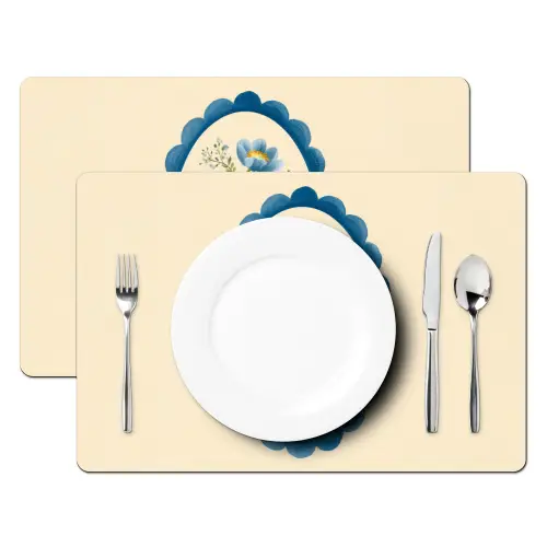 Lijst - Bloemen - Lichtblauw - Illustratie Placemat vinyl groot -zzsfeer2_Kitchenyeah-website