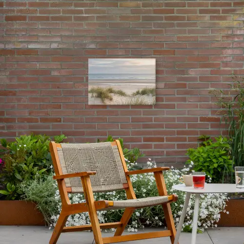 Zandstrand - Bewolkt - Duinen Tuinposter op houten frame 2 cm dik klein -sfeer3