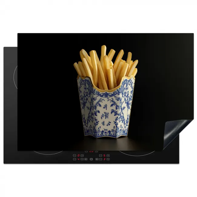 Friet - Porselein - Delfts blauw - Eten Inductie beschermer vinyl 3mm klein -3d