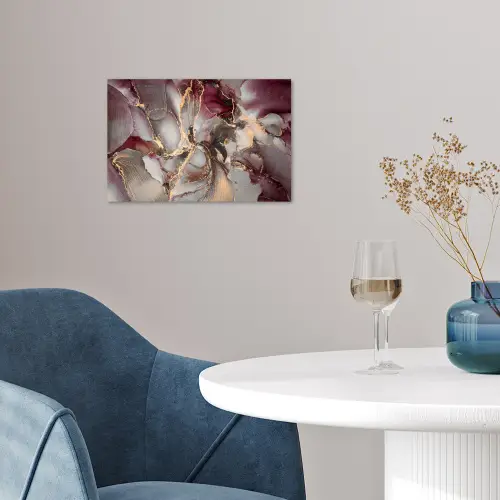 Goud - Marmer - Paars poster papier klein -sfeer3
