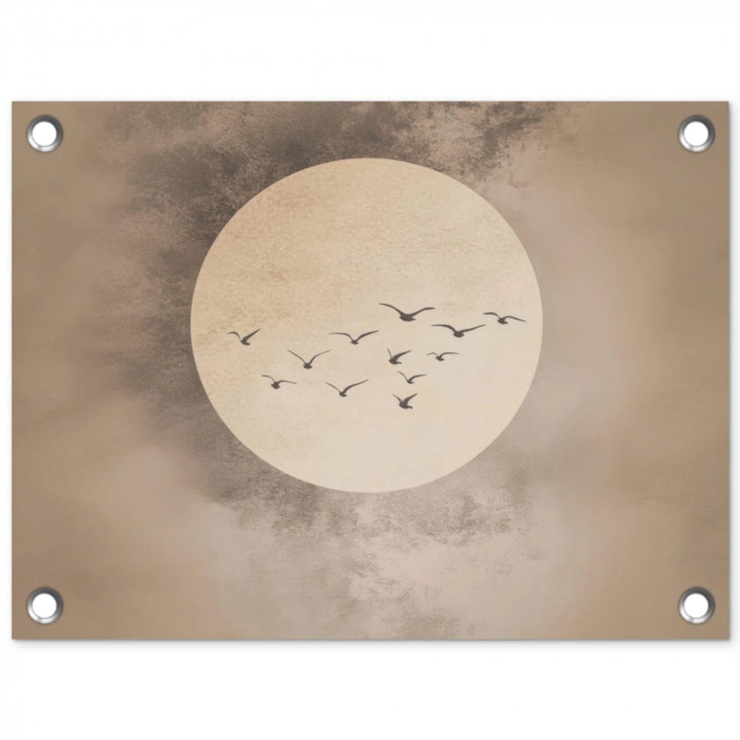 Vogel - Beige - Japandi tuinposter los doek klein -3d