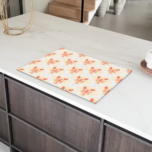 Zee - Kreeft  - Blauw - Geel - Oranje Inductie beschermer vinyl 3mm klein 276 -sfeer8