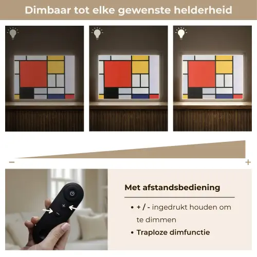 Kunst - Mondriaan - Oude meesters - Compositie 2 Light Box met batterij (Wandlamp) middel -USP_dimbaarNL