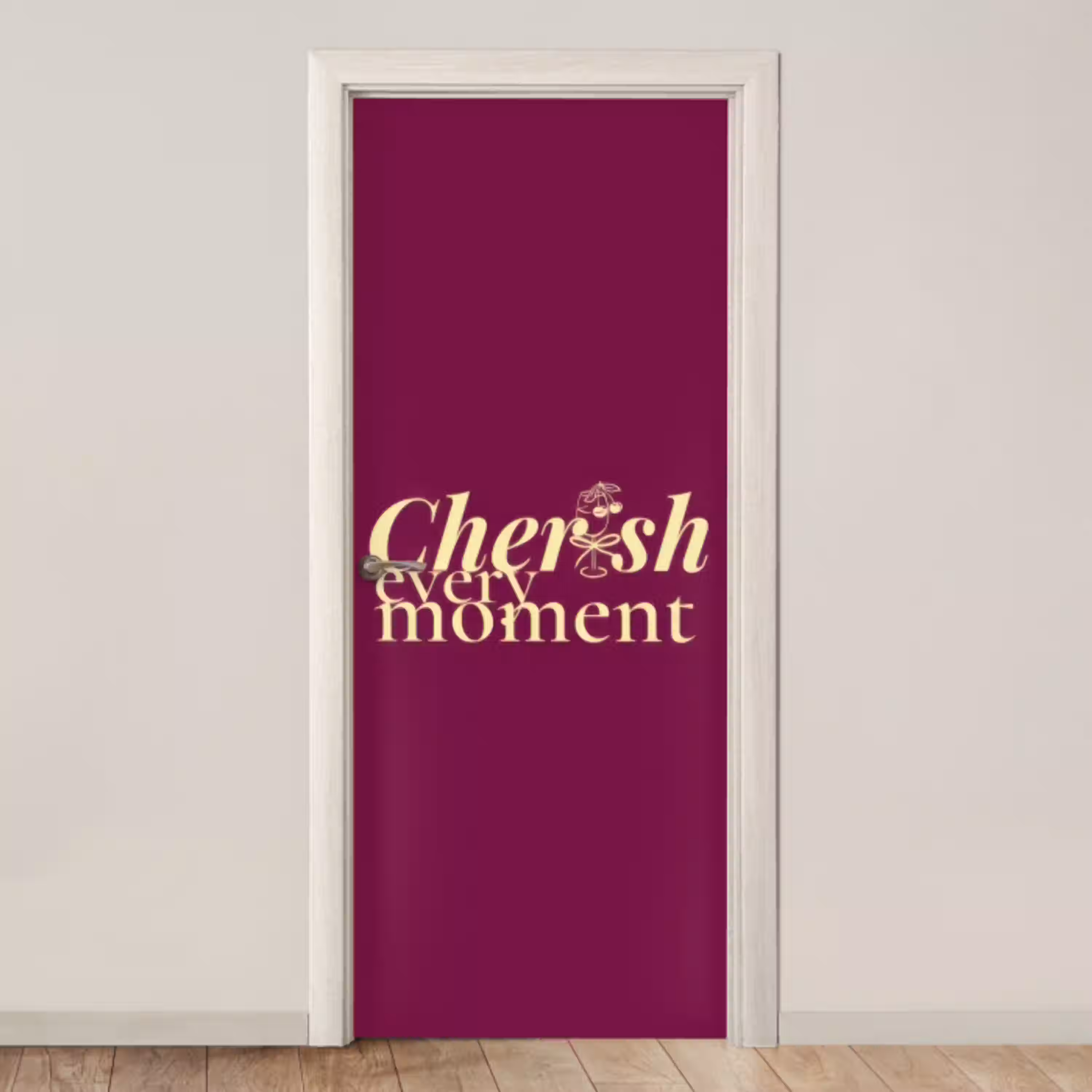 Cherish every moment - Cocktailglas - Bordeaux deurposter klein -3d_beige