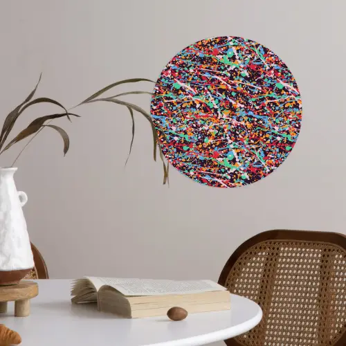 Spat - Abstract - Waterverf - Multi Wandcirkel behangsticker klein 186 -sfeer3