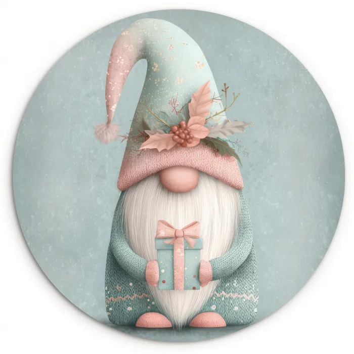 Kerstgnome - Cadeau - Groen Wandcirkel kunststof plaat 5mm dik klein -3d