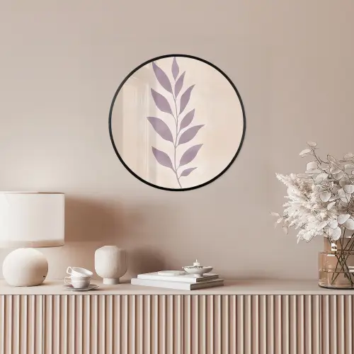 Tak - Bladeren - Minimalistisch - Beige Fotolijst rond zonder passe partout klein -sfeer3
