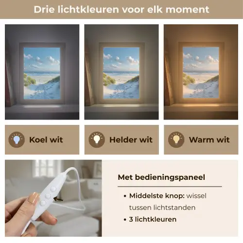 Duinen - Zomer - Zon - Landschap - Zee Light Box met kabel (Tafellamp) klein -USP_lichtkleurNL