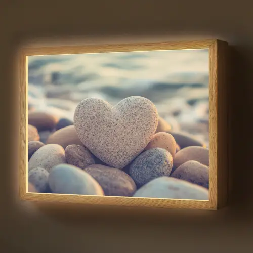 Hart - Stenen - Natuur - Keien - Zen - Kiezelstenen Light Box met batterij (Wandlamp) middel -z3d_website