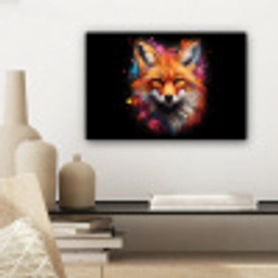 Graffiti - Vos - Zwart - Pop art canvas 2cm klein -sfeer6