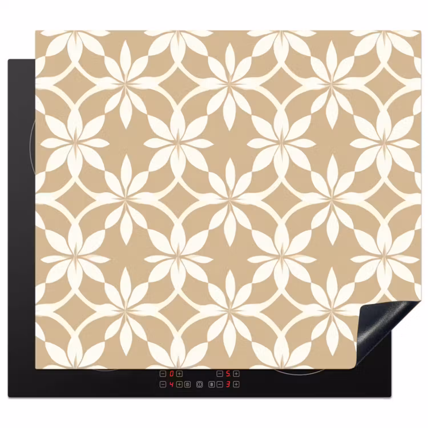 Inductie beschermer - Bloemen - Patroon - Beige