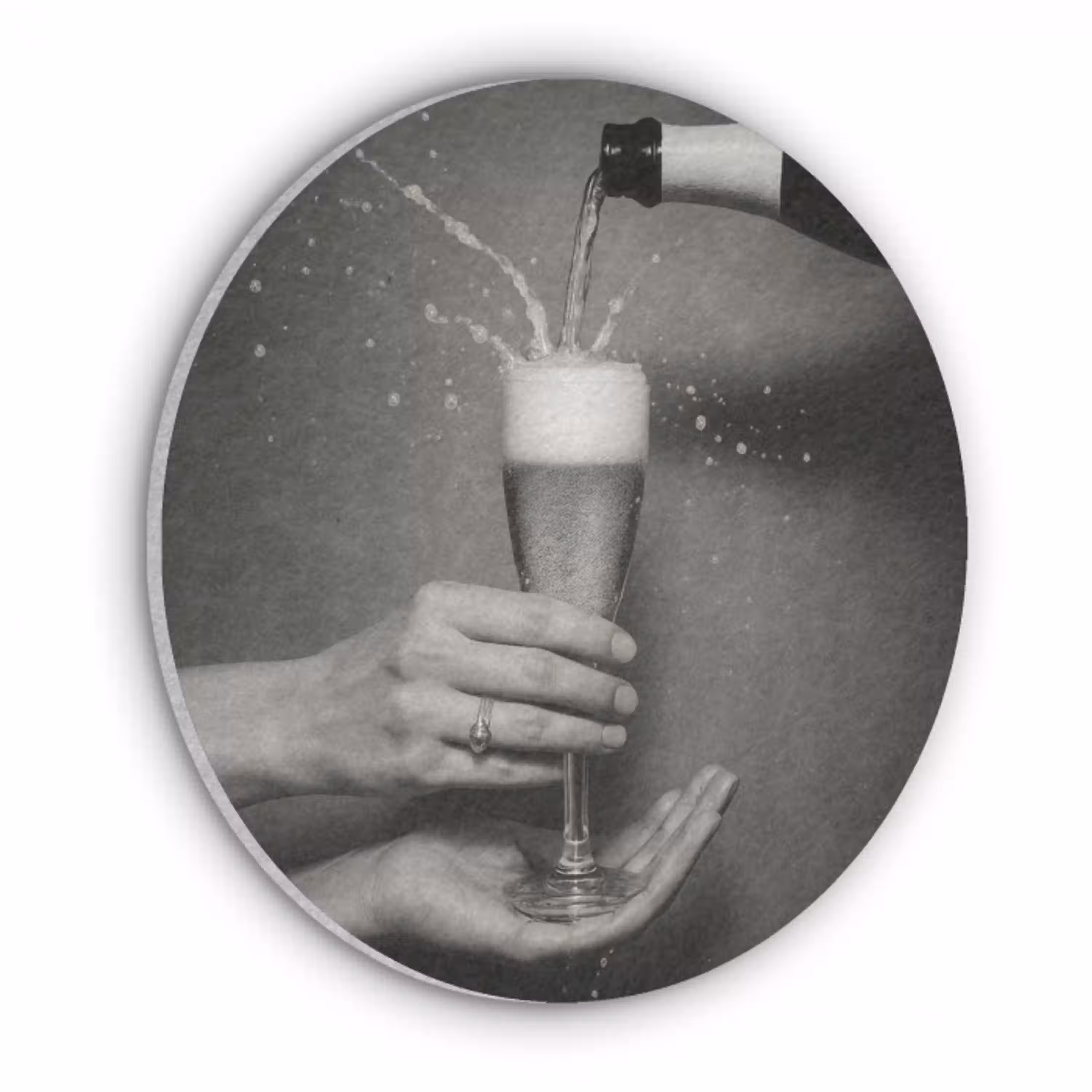 Champagnefles - Glas - Minimalistisch - Spetters Akoestische PET Vilt - Rond klein -3d