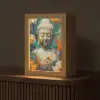 Buddha - Bloemen - Kleurrijk - Modern Light Box met kabel (Tafellamp) klein -z3d_website