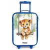Leeuwenwelpje met schommel illustratie Kinderkoffer - Blauw klein -zz3dotto