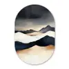 Bergen - Donkerblauw - Landschap Wandcirkel Ovaal Glas middel -3d