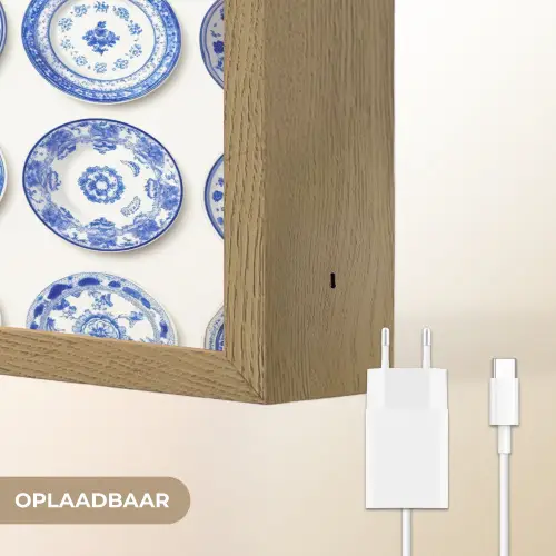 Borden - Bloemen - Patroon - Blauw Light Box met batterij (Wandlamp) middel 907 -USP_websiteoplaadbaarNL