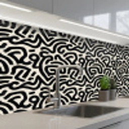 Modern - Abstract - Zwart keuken achterwand 2 middel 871 -3d_schuin