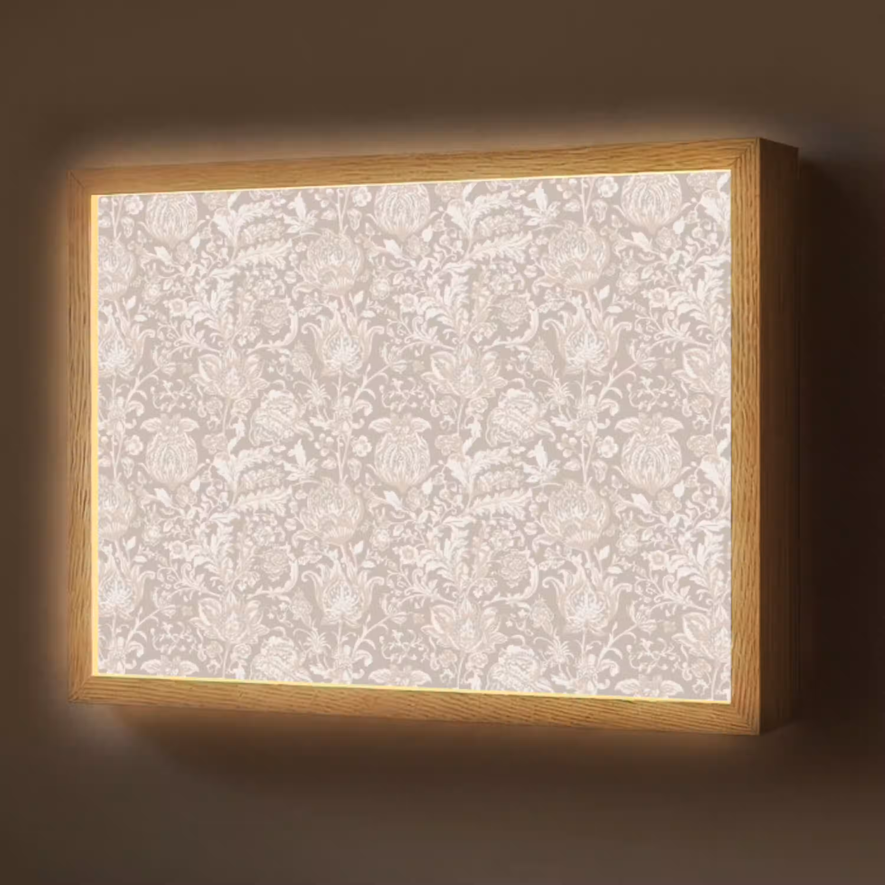 Bloemenprint - Grijs - Crème Light Box met batterij (Wandlamp) middel 907 -z3d_website